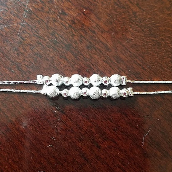 DAINTY .925 STERLING SILVER BEAD ANKLET/BRACELET - Picture 3 of 7